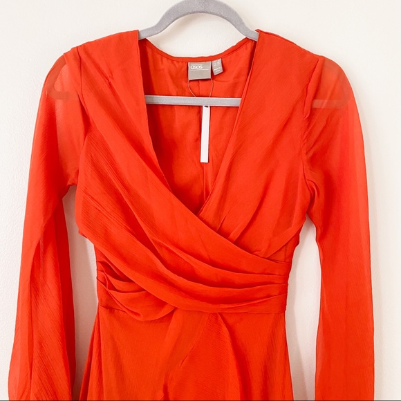 Orange ASOS Ruffle Midi Dress - Picture 3 of 9
